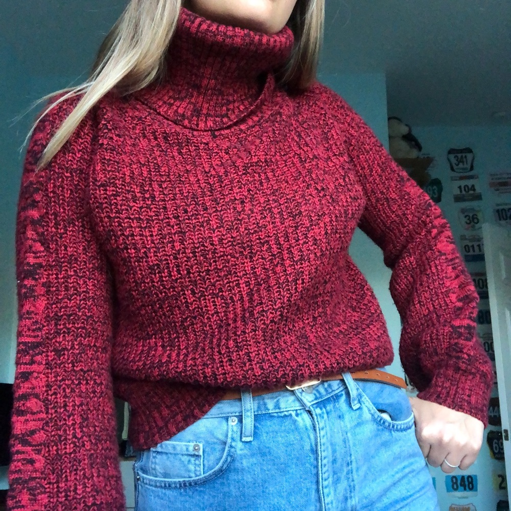 Red knitted sweater